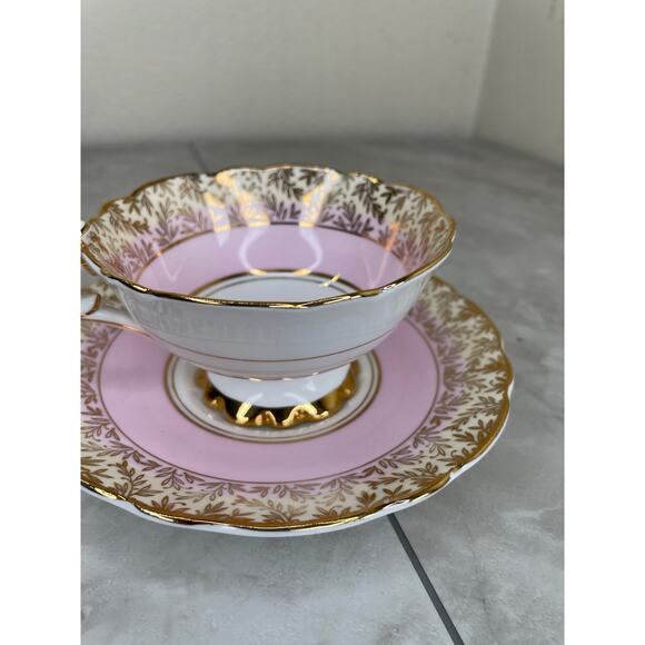 Pink Royal Stafford Teacup and Saucer, Antique Tea Cups Vintage Floral - Picture 6 of 13